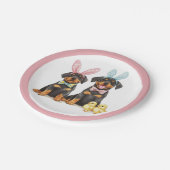 Osterrottweiler Hunde Sonnige Ohren Pappteller (Schrägansicht)