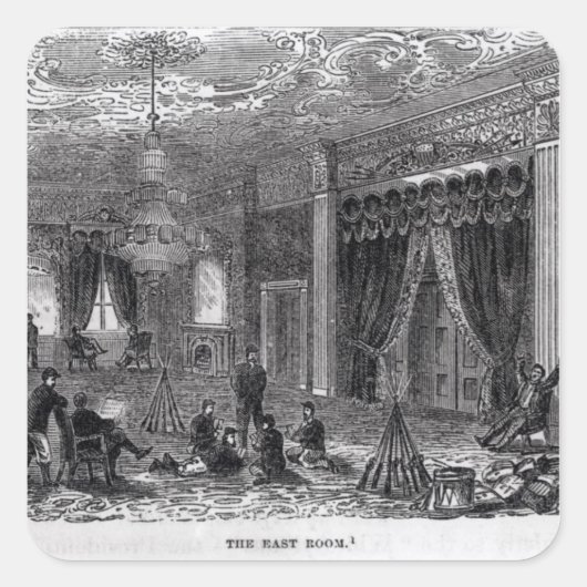 Ostersaal des Weißen Hauses Während des Zivilen Quadratischer Aufkleber (Vorderseite)