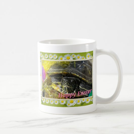 Osterschildkröte Blume Border Digital Art Kaffeetasse (Rechts)