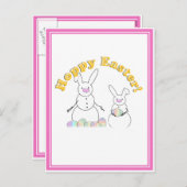Osterschneemänner Schnee Bunnies 'HOPPY EASTER' Feiertagspostkarte (Vorne/Hinten)