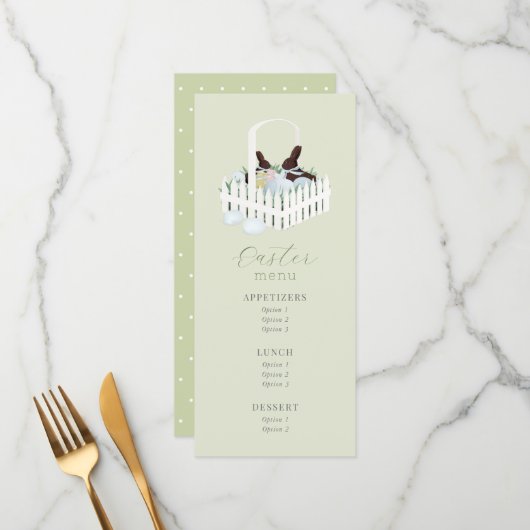 Osterschokolade Bunny Basket Menü Menükarte (Vorderseite/Rückseite Beispiel)