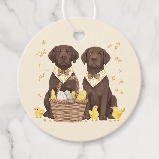 Osterschokoladenhunde Retriever Geschenkanhänger (Vorderseite)