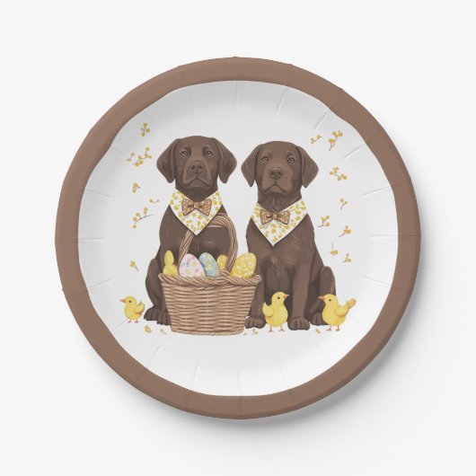 Osterschokoladenhunde Retriever Pappteller (Vorderseite)
