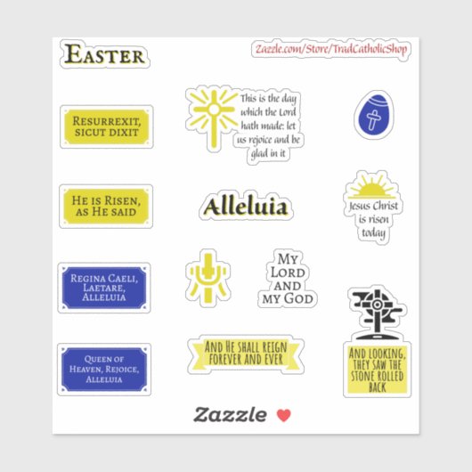 Osterschrift Zitate farbenfroher Handel katholisch Aufkleber (Blatt)