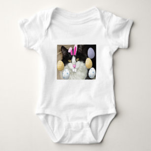 Osterschwarz-weiße Katze Baby Strampler