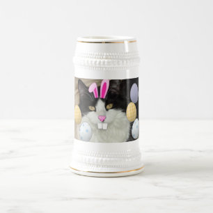 Osterschwarz-weiße Katze Bierglas