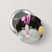Osterschwarz-weiße Katze Button (Vorne & Hinten)