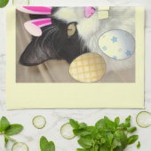 Osterschwarz-weiße Katze Geschirrtuch (Gefaltet)