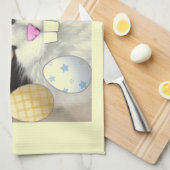 Osterschwarz-weiße Katze Geschirrtuch (Viertel Falte)