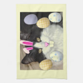 Osterschwarz-weiße Katze Geschirrtuch (Vertikal)