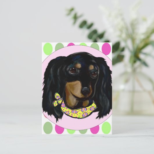 Osterschwarze Dackel Feiertagspostkarte (Stehend Vorderseite)