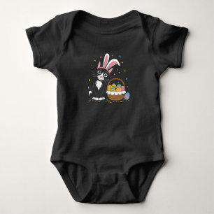 Osterschwarze Katze Tuxedo Kaninchen Bunny Ears Ei Baby Strampler