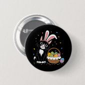 Osterschwarze Katze Tuxedo Kaninchen Bunny Ears Ei Button (Vorne & Hinten)