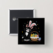Osterschwarze Katze Tuxedo Kaninchen Bunny Ears Ei Button (Vorne & Hinten)