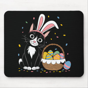 Osterschwarze Katze Tuxedo Kaninchen Bunny Ears Ei Mousepad