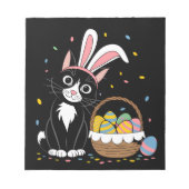 Osterschwarze Katze Tuxedo Kaninchen Bunny Ears Ei Notizblock (Vorderseite)