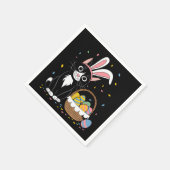 Osterschwarze Katze Tuxedo Kaninchen Bunny Ears Ei Serviette (Ecke)
