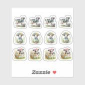 Osterschwarze und weiße Kühe Aufkleber (Blatt)