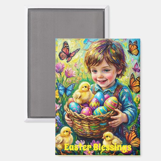~ OSTERSEGEN ~ Kinderküken Eier ~ Magnet (Vorderseite/Rückseite)
