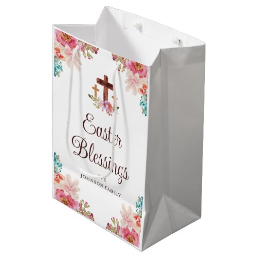 Ostersegmente Blumenkreuz Mittlere Geschenktüte (Vorderseite Schrägansicht)