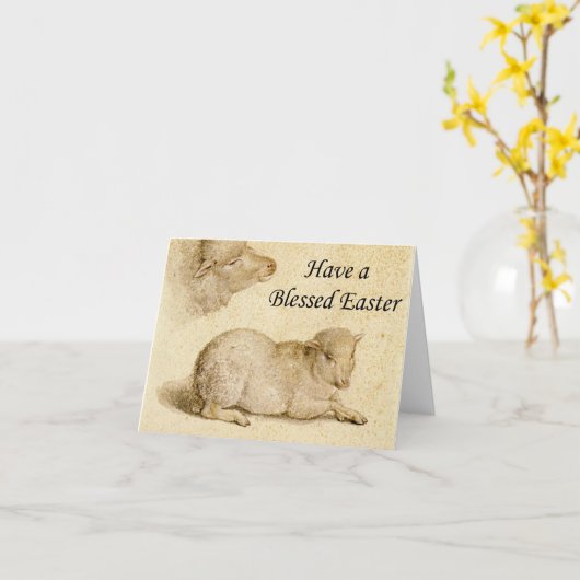 Ostersegmente Holbeins ruhende Lamm-Artwork Karte (Gelbe Blume)