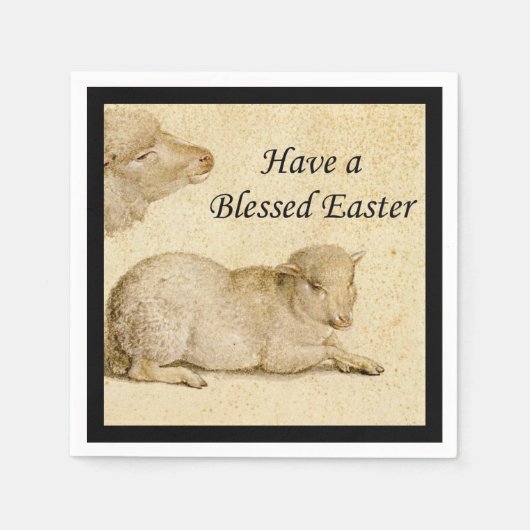 Ostersegmente Holbeins ruhende Lamm-Artwork Serviette (Vorderseite)
