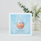 Ostersegnung Blaues Foto Geburtserklärung Feiertagskarte (Stehend Vorderseite)