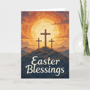 Ostersegnung Christliche Cross Sunset Religious Dankeskarte