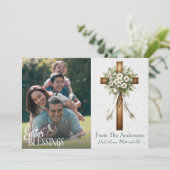 Ostersegnung Christliches Cross Custom Foto Feiertagskarte (Stehend Vorderseite)