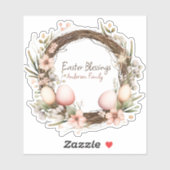 Ostersegnung Familienname Wreath Vintag Aufkleber (Blatt)