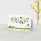 Ostersegnung Individuelle Name Grün Zickzack Karte (Gelbe Blume)
