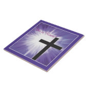 Ostersegnung Kreuz Sternexplosion auf Lila, Risen Fliese (Seite)