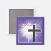 Ostersegnung Kreuz Sternexplosion auf Lila, Risen Magnet (Vorderseite/Rückseite)