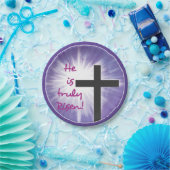 Ostersegnung Kreuz Sternexplosion auf Lila, Risen Pappteller (Party)