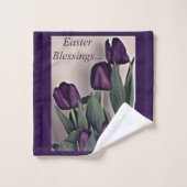 Ostersegnung mit Tulips-Blume in Lila Badhandtuch Set (Waschlappen)