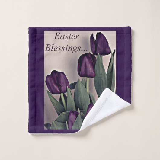 Ostersegnung mit Tulips-Blume in Lila Badhandtuch Set (Waschlappen)