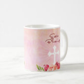 Ostersegnung Rosa Blume mit Kreuz Kaffeetasse (VorderseiteRechts)