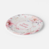 Ostersegnung | rosa Blume Muster | Osterfest Pappteller (Schrägansicht)