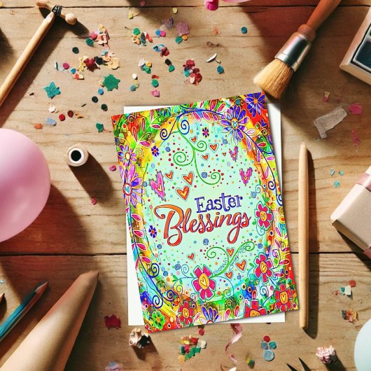 Ostersegnung Spaß witziger, floraler Inspirivität Karte