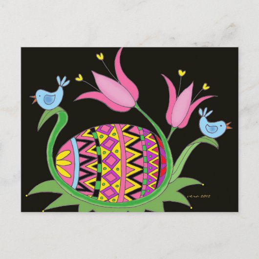 Ostersegnung ukrainische Volkskunst Feiertagspostkarte (Vorderseite)
