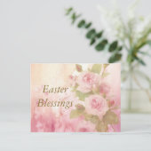 Ostersegnung | Vintage Rose Postkarte (Stehend Vorderseite)