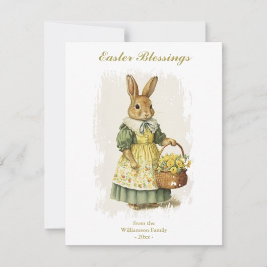 Ostersegnung Vintager Kaninchenbenutzerdefinierter Feiertagskarte (Vorderseite)