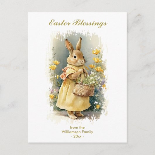 Ostersegnung Vintager Kaninchenbenutzerdefinierter Feiertagspostkarte (Vorderseite)