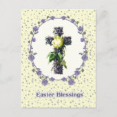 Ostersegnung. Vintages Blumenkreuz Religiös Feiertagspostkarte (Vorderseite)