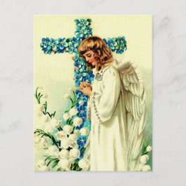 Ostersegnung. Vintages Gebet Angel Religiös Feiertagspostkarte