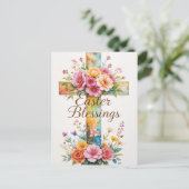 Ostersegnung zwischen Kreuz und Flora Postkarte (Stehend Vorderseite)
