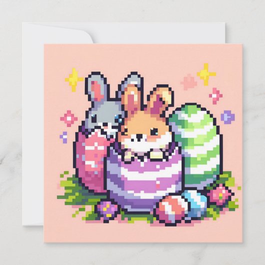 Ostersonne 8 Bit Pixelart Einladung (Vorderseite)