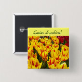 Ostersonne! Knöpfe Gelbe Tulpen Blume Button (Vorne & Hinten)