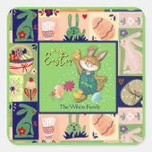 Ostersonne, kundenspezifisch farbig quadratischer aufkleber (Vorderseite)