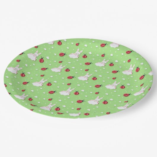 Ostersonne & Ladybugs Musterpapier Pappteller (Schrägansicht)